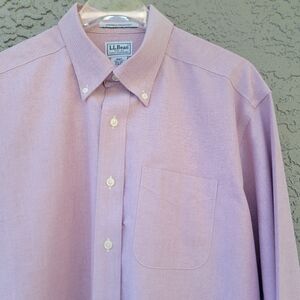 L.L. Bean Heritage Light Pink Oxford Shirt XL 16.5 Preppy wrinkle resistent